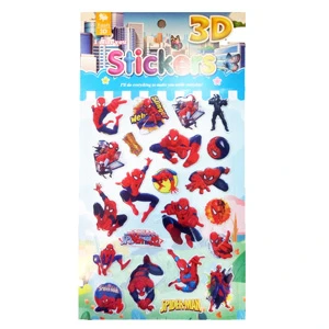 Spider-Man 3D Bubble Stickers with Back Coloring Page Self-Adhesive Stickers for Kids 15 × 27 cm (HR88)